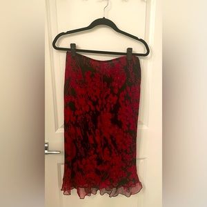 Lapis Red and Black Knee Length Flirt Skirt size L NWT